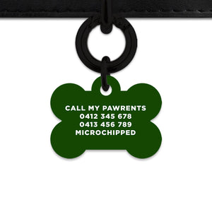 Bailey And Bone Pet ID Tag Dark Green Hello My Name Is Pet Tag
