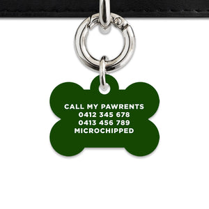 Bailey And Bone Pet ID Tag Dark Green Hello My Name Is Pet Tag