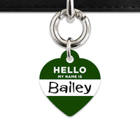 Bailey And Bone Pet ID Tag Dark Green Hello My Name Is Pet Tag