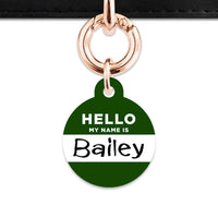 Bailey And Bone Pet ID Tag Dark Green Hello My Name Is Pet Tag