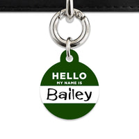 Bailey And Bone Pet ID Tag Dark Green Hello My Name Is Pet Tag