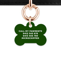 Bailey And Bone Pet ID Tag Dark Green Hello My Name Is Pet Tag