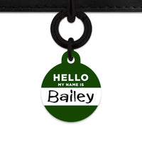 Bailey And Bone Pet ID Tag Dark Green Hello My Name Is Pet Tag