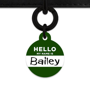 Bailey And Bone Pet ID Tag Dark Green Hello My Name Is Pet Tag