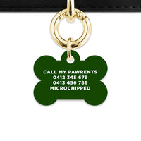 Bailey And Bone Pet ID Tag Dark Green Hello My Name Is Pet Tag