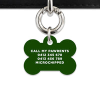Bailey And Bone Pet ID Tag Dark Green Hello My Name Is Pet Tag