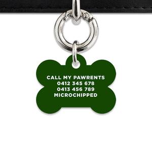 Bailey And Bone Pet ID Tag Dark Green Hello My Name Is Pet Tag