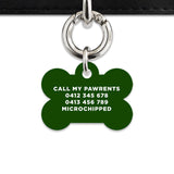 Bailey And Bone Pet ID Tag Dark Green Hello My Name Is Pet Tag