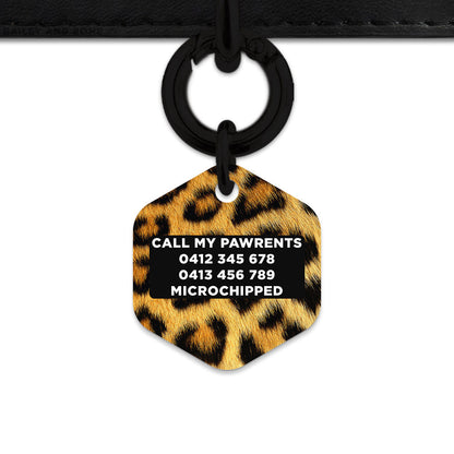 Bailey And Bone Pet ID Tag Leopard Fur Print Pet Tag