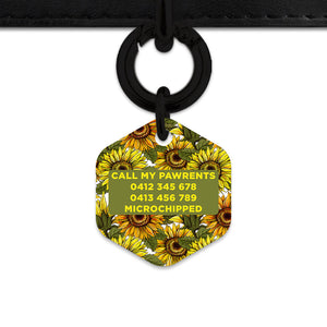Bailey And Bone Pet ID Tag Orange And Yellow Sunflowers Pet Tag