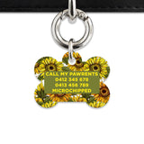 Bailey And Bone Pet ID Tag Orange And Yellow Sunflowers Pet Tag