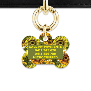 Bailey And Bone Pet ID Tag Orange And Yellow Sunflowers Pet Tag