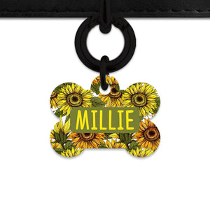 Bailey And Bone Pet ID Tag Orange And Yellow Sunflowers Pet Tag