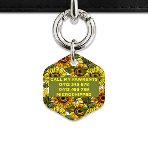 Bailey And Bone Pet ID Tag Orange And Yellow Sunflowers Pet Tag