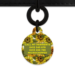 Bailey And Bone Pet ID Tag Orange And Yellow Sunflowers Pet Tag