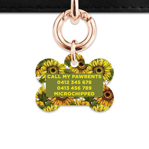 Bailey And Bone Pet ID Tag Orange And Yellow Sunflowers Pet Tag