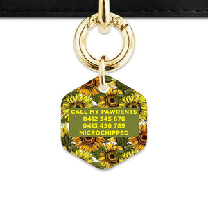 Bailey And Bone Pet ID Tag Orange And Yellow Sunflowers Pet Tag