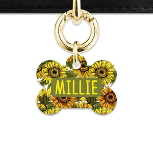 Bailey And Bone Pet ID Tag Orange And Yellow Sunflowers Pet Tag
