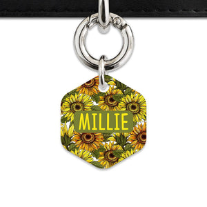 Bailey And Bone Pet ID Tag Orange And Yellow Sunflowers Pet Tag
