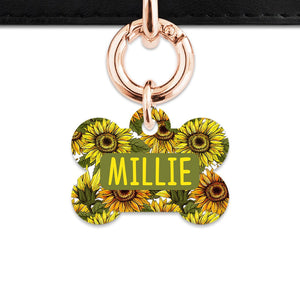 Bailey And Bone Pet ID Tag Orange And Yellow Sunflowers Pet Tag