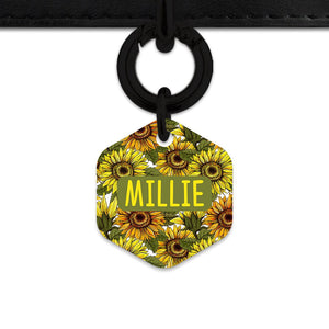 Bailey And Bone Pet ID Tag Orange And Yellow Sunflowers Pet Tag