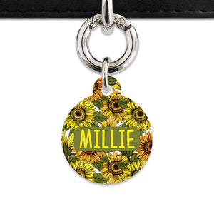 Bailey And Bone Pet ID Tag Orange And Yellow Sunflowers Pet Tag