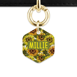 Bailey And Bone Pet ID Tag Orange And Yellow Sunflowers Pet Tag