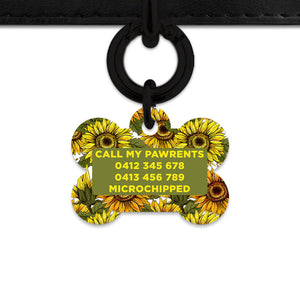 Bailey And Bone Pet ID Tag Orange And Yellow Sunflowers Pet Tag