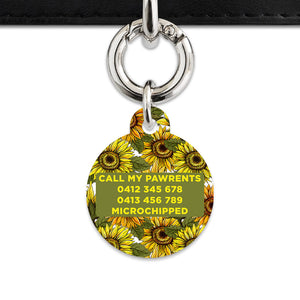 Bailey And Bone Pet ID Tag Orange And Yellow Sunflowers Pet Tag