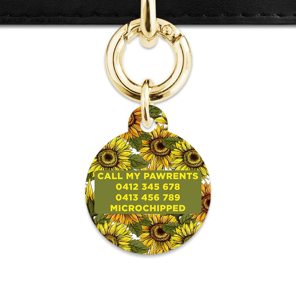 Bailey And Bone Pet ID Tag Orange And Yellow Sunflowers Pet Tag