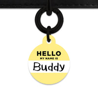 Bailey And Bone Pet ID Tag Pastel Yellow Hello My Name Is Pet Tag