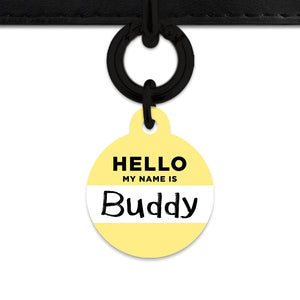 Bailey And Bone Pet ID Tag Pastel Yellow Hello My Name Is Pet Tag