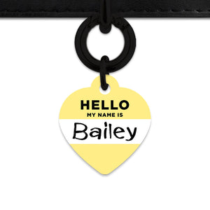 Bailey And Bone Pet ID Tag Pastel Yellow Hello My Name Is Pet Tag