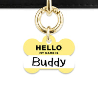 Bailey And Bone Pet ID Tag Pastel Yellow Hello My Name Is Pet Tag