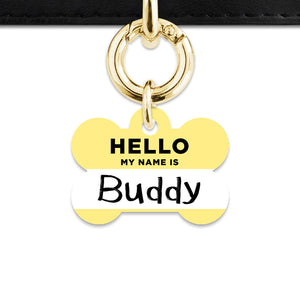 Bailey And Bone Pet ID Tag Pastel Yellow Hello My Name Is Pet Tag