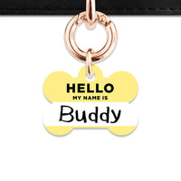 Bailey And Bone Pet ID Tag Pastel Yellow Hello My Name Is Pet Tag