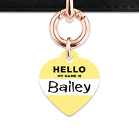 Bailey And Bone Pet ID Tag Pastel Yellow Hello My Name Is Pet Tag