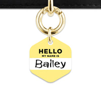 Bailey And Bone Pet ID Tag Pastel Yellow Hello My Name Is Pet Tag