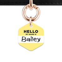Bailey And Bone Pet ID Tag Pastel Yellow Hello My Name Is Pet Tag