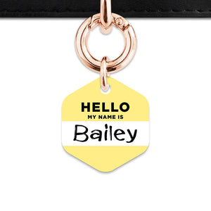 Bailey And Bone Pet ID Tag Pastel Yellow Hello My Name Is Pet Tag