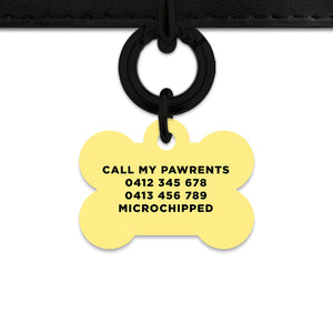 Bailey And Bone Pet ID Tag Pastel Yellow Hello My Name Is Pet Tag