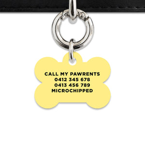 Bailey And Bone Pet ID Tag Pastel Yellow Hello My Name Is Pet Tag