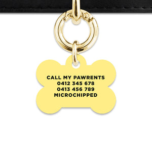 Bailey And Bone Pet ID Tag Pastel Yellow Hello My Name Is Pet Tag