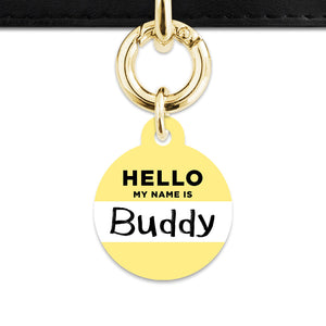 Bailey And Bone Pet ID Tag Pastel Yellow Hello My Name Is Pet Tag