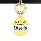 Bailey And Bone Pet ID Tag Pastel Yellow Hello My Name Is Pet Tag