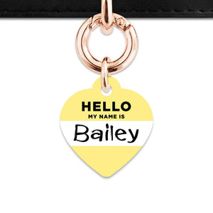 Bailey And Bone Pet ID Tag Pastel Yellow Hello My Name Is Pet Tag