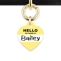 Bailey And Bone Pet ID Tag Pastel Yellow Hello My Name Is Pet Tag