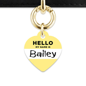 Bailey And Bone Pet ID Tag Pastel Yellow Hello My Name Is Pet Tag