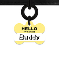 Bailey And Bone Pet ID Tag Pastel Yellow Hello My Name Is Pet Tag