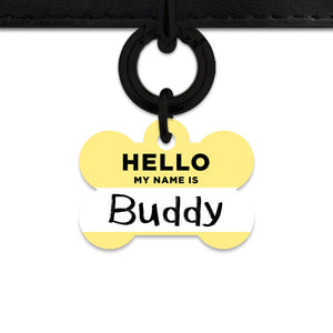 Bailey And Bone Pet ID Tag Pastel Yellow Hello My Name Is Pet Tag